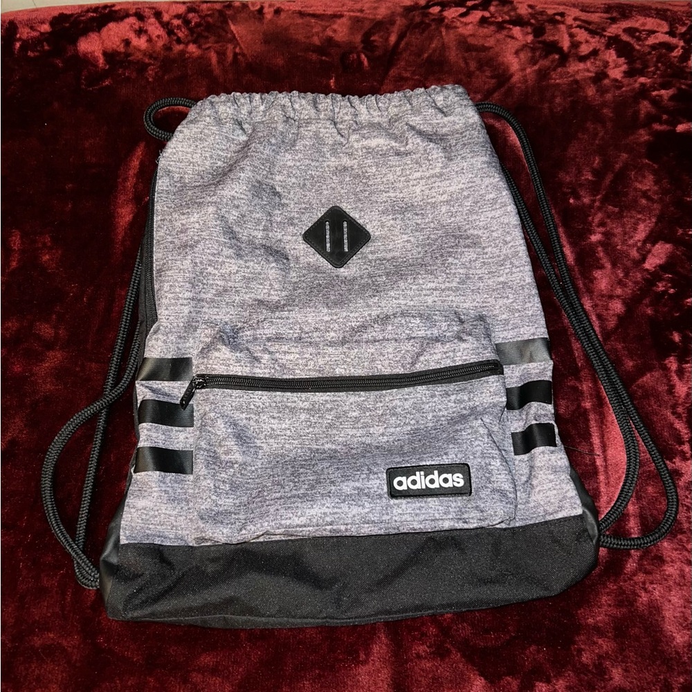 Adidas Heather Gray and Black Backpack